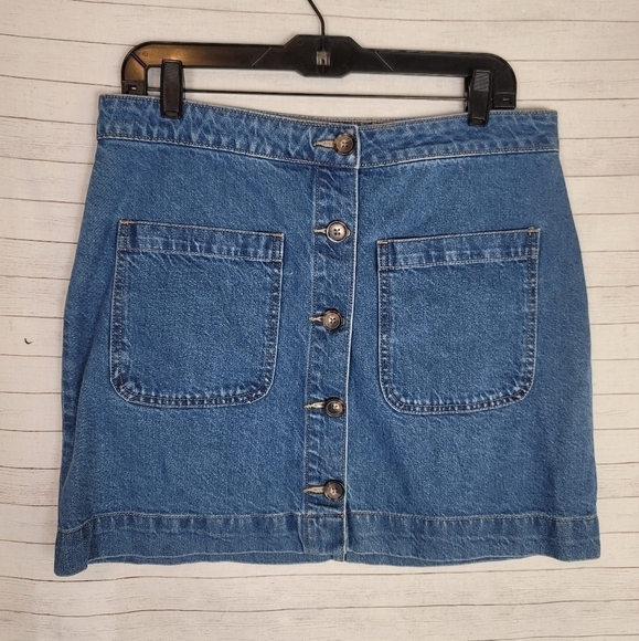 WE THE FREE FRONT POCKET BUTTON FRONT DENIM SKIRT, SZ 31 - Picture 1 of 13